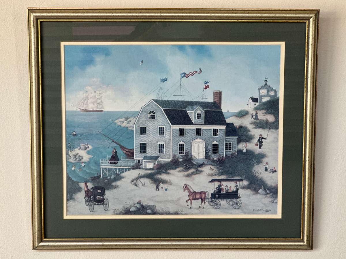 Framed Linda Nelson Stocks Print, Home From The Sea Wall - Finished Size 41cm x 35cm print