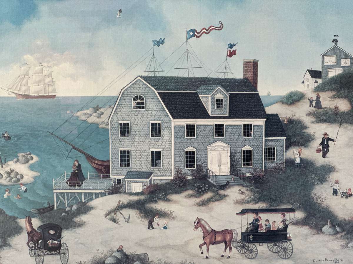 Framed Linda Nelson Stocks Print, Home From The Sea Wall - Finished Size 41cm x 35cm print