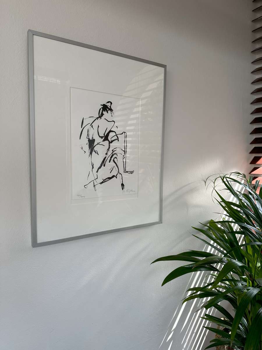 Framed Yvonne van Eyden (Dutch Artist) , Leaning Figure (1987, Signed Limited Edition)