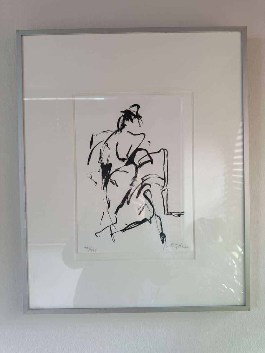 Framed Yvonne van Eyden (Dutch Artist) , Leaning Figure (1987, Signed Limited Edition)