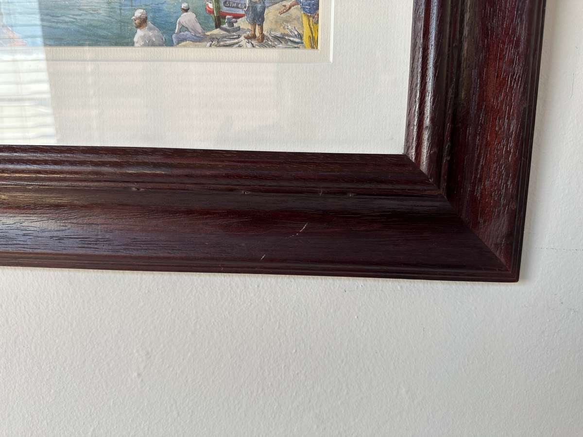 Framed Print - Harbour Scene - Size 45cm x 35cm (Double Mounted & Wooden Frame)