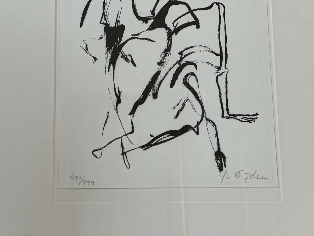 Framed Yvonne van Eyden (Dutch Artist) , Leaning Figure (1987, Signed Limited Edition)