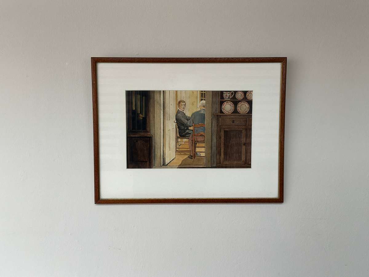 Framed Print (Unknown Artist), At the Dinner Table, Finished Size 40.5cm x 31cm