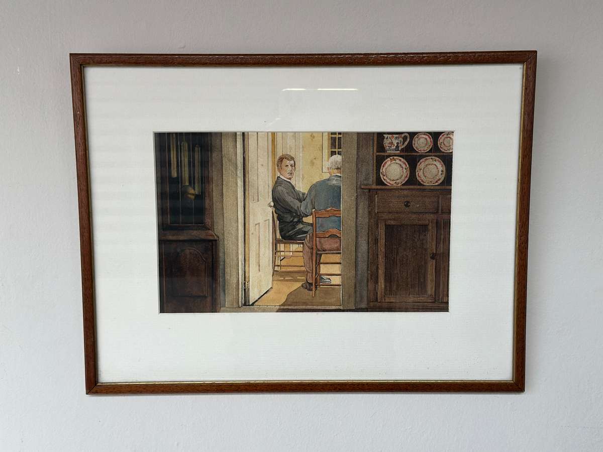 Framed Print (Unknown Artist), At the Dinner Table, Finished Size 40.5cm x 31cm