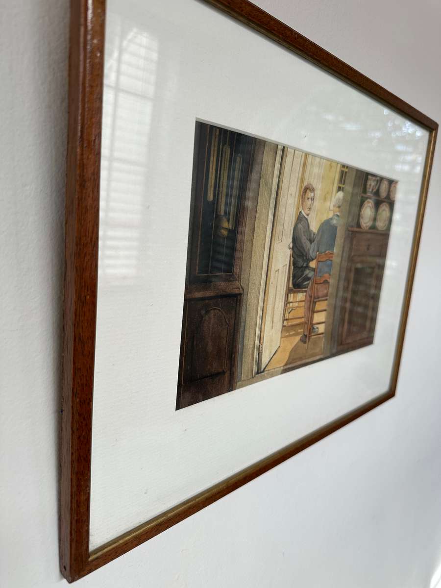 Framed Print (Unknown Artist), At the Dinner Table, Finished Size 40.5cm x 31cm