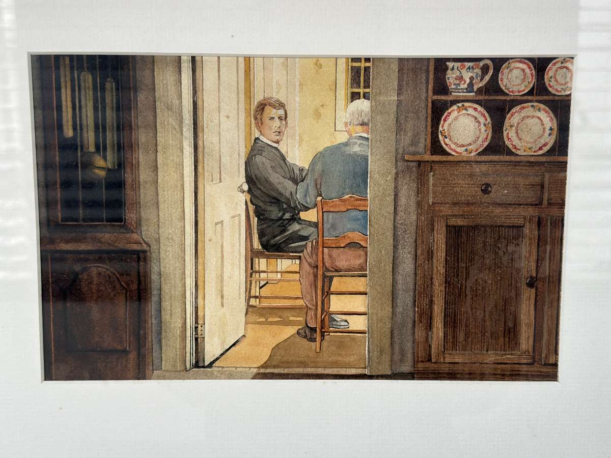 Framed Print (Unknown Artist), At the Dinner Table, Finished Size 40.5cm x 31cm