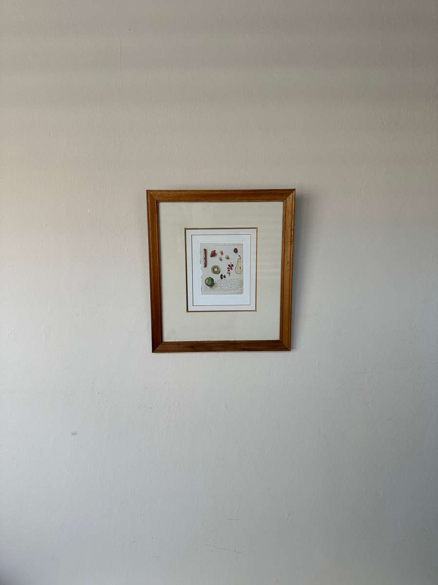 Framed Cinnamon & Fruits Print, Clear Glass< Wooden Frame - Finished Size 28cm x 31.5cm