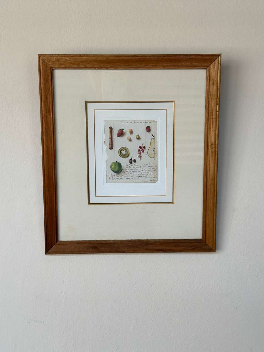 Framed Cinnamon & Fruits Print, Clear Glass< Wooden Frame - Finished Size 28cm x 31.5cm