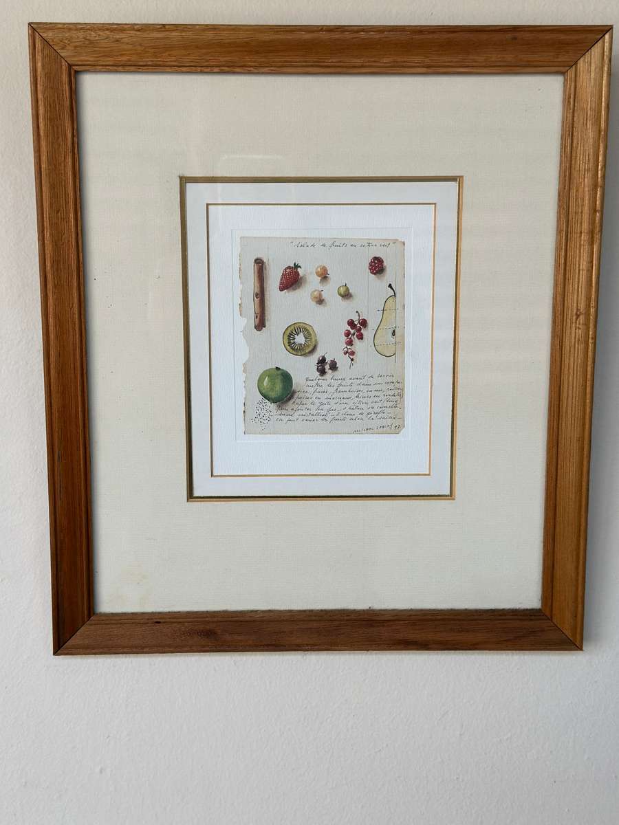 Framed Cinnamon & Fruits Print, Clear Glass< Wooden Frame - Finished Size 28cm x 31.5cm