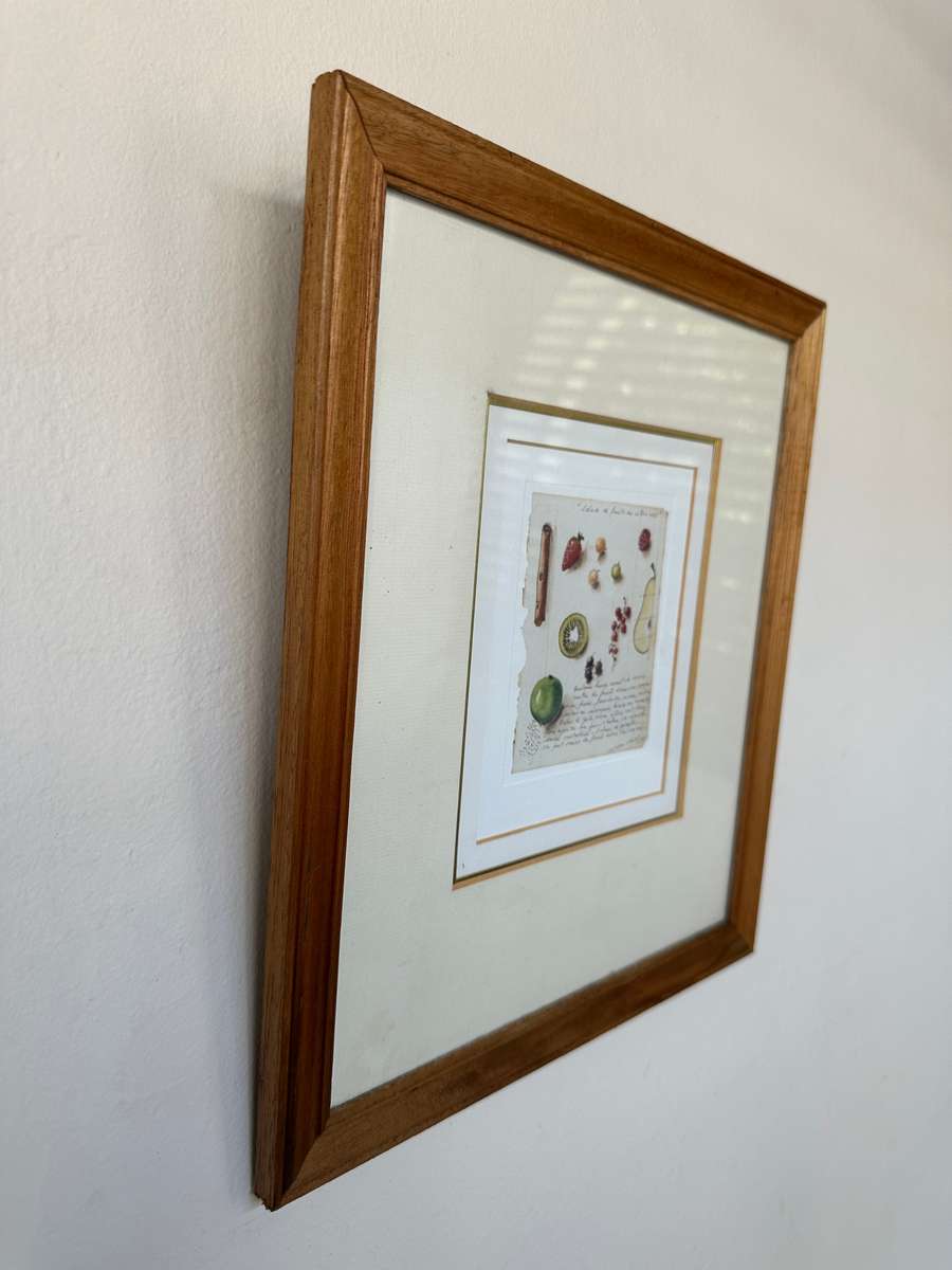 Framed Cinnamon & Fruits Print, Clear Glass< Wooden Frame - Finished Size 28cm x 31.5cm