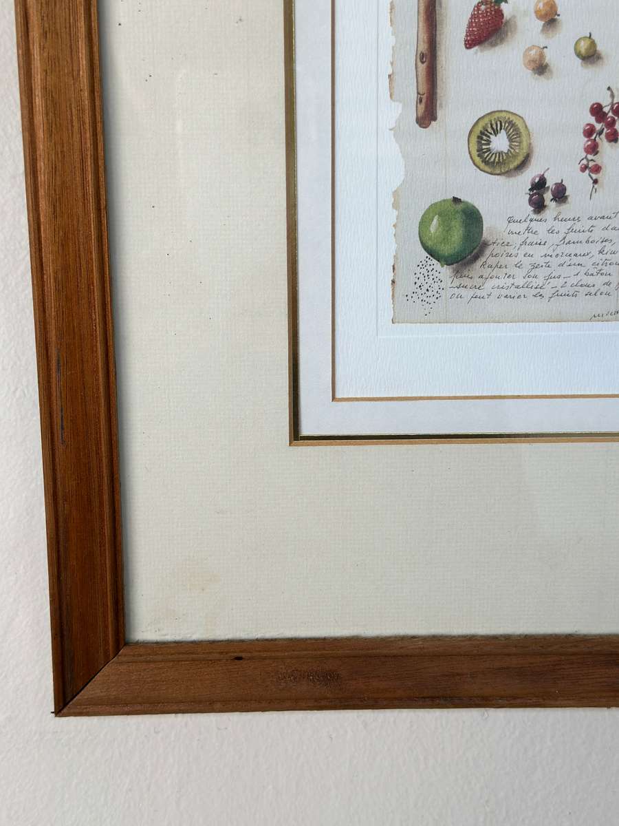 Framed Cinnamon & Fruits Print, Clear Glass< Wooden Frame - Finished Size 28cm x 31.5cm