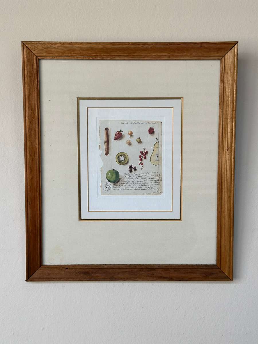 Framed Cinnamon & Fruits Print, Clear Glass< Wooden Frame - Finished Size 28cm x 31.5cm