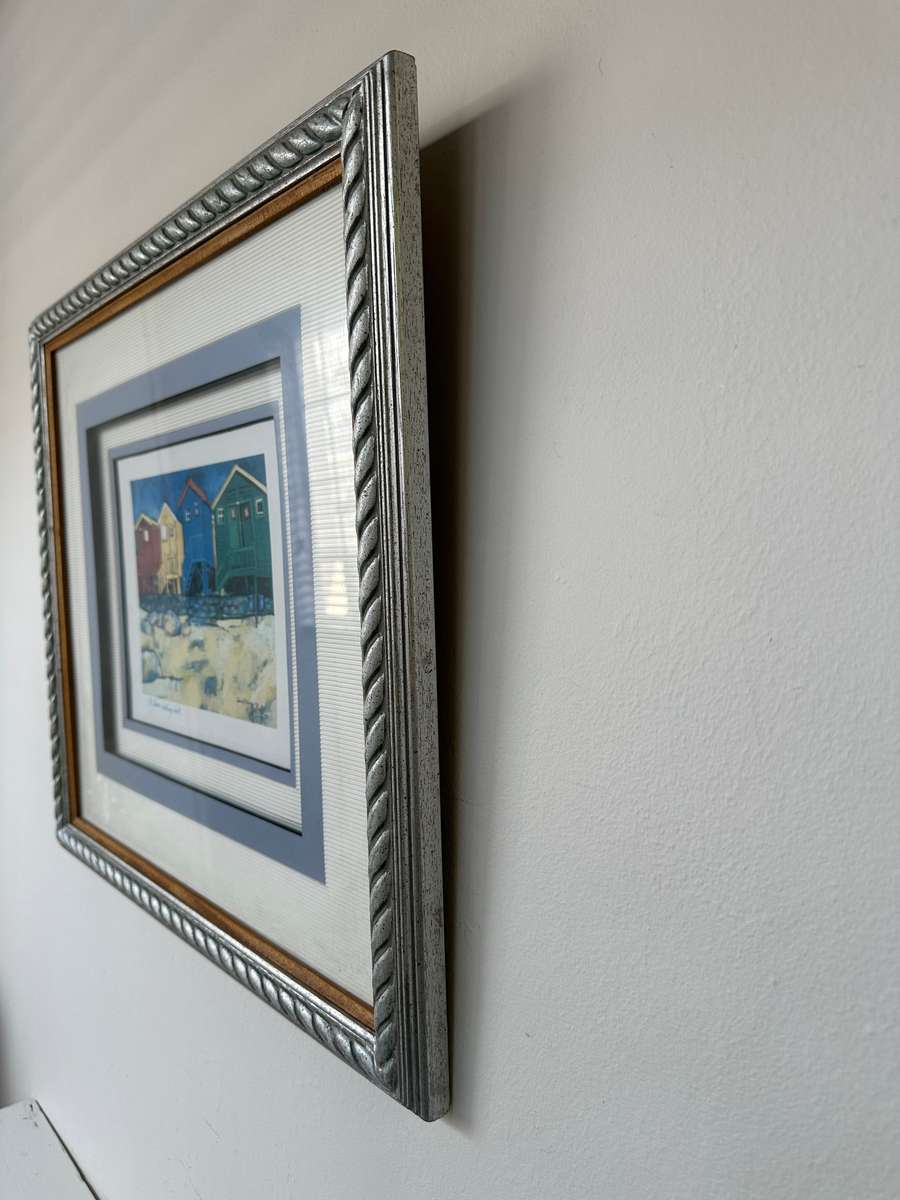 Beautifully Framed Print - St James Bathing Huts - Finished Size 57cm x 52cm