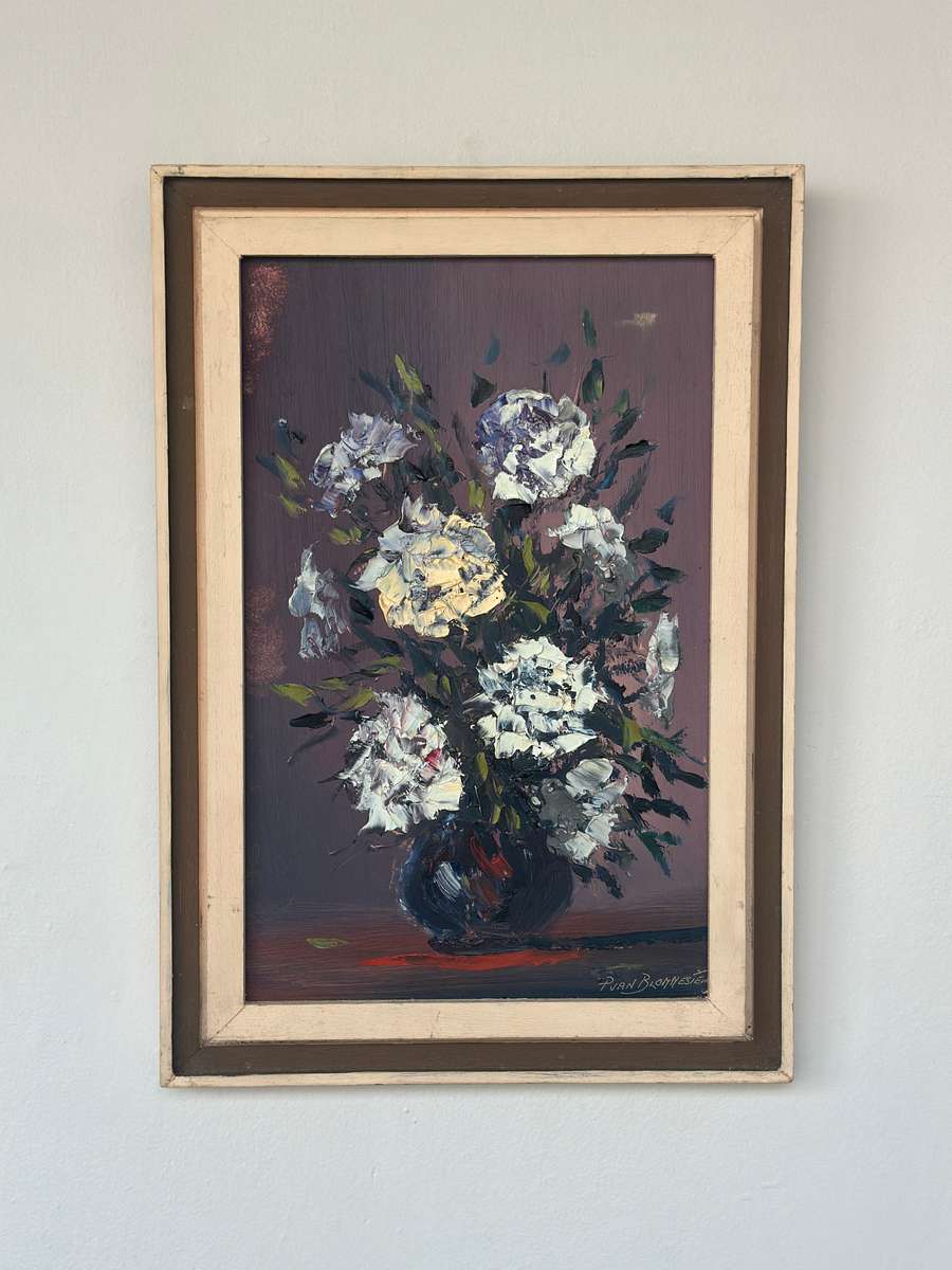Original Vintage Framed Artwork - Ryan Blommestein, Floral Bloom, Finished Size 33cm x 47.5cm