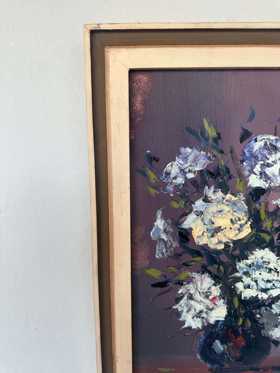 Original Vintage Framed Artwork - Ryan Blommestein, Floral Bloom, Finished Size 33cm x 47.5cm