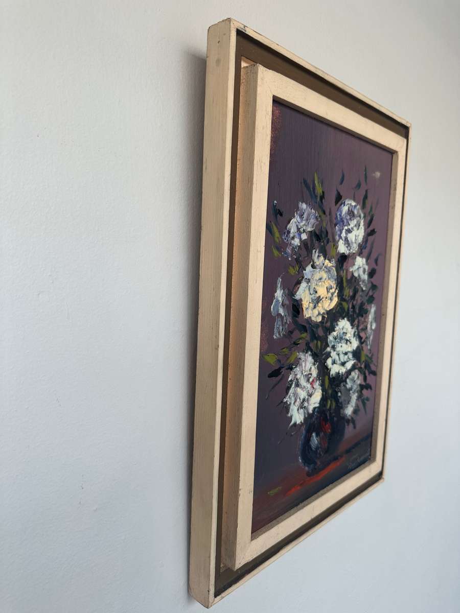 Original Vintage Framed Artwork - Ryan Blommestein, Floral Bloom, Finished Size 33cm x 47.5cm