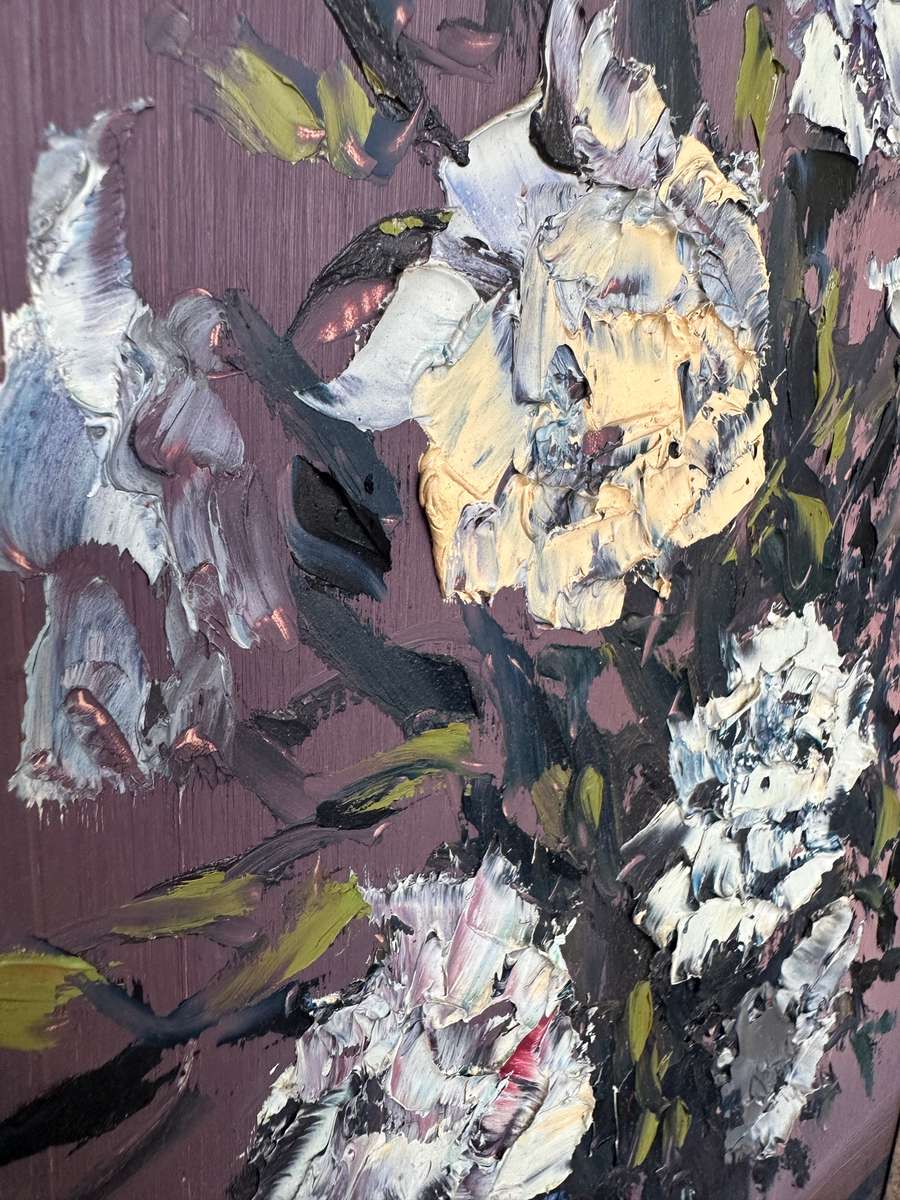 Original Vintage Framed Artwork - Ryan Blommestein, Floral Bloom, Finished Size 33cm x 47.5cm