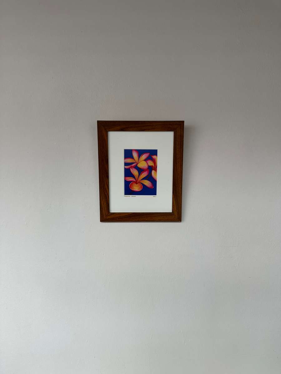 Framed Caple Print, Frangipani (Artist Signed) Finished Size 25cm x 30.5cm