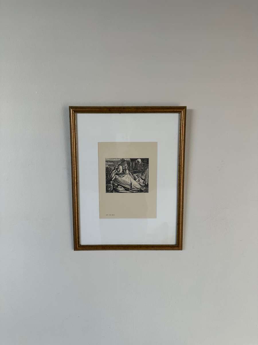 Framed Anthony Frederick Augustus Sandys Print, Until Her Death - Finished Size 32cm x 42cm