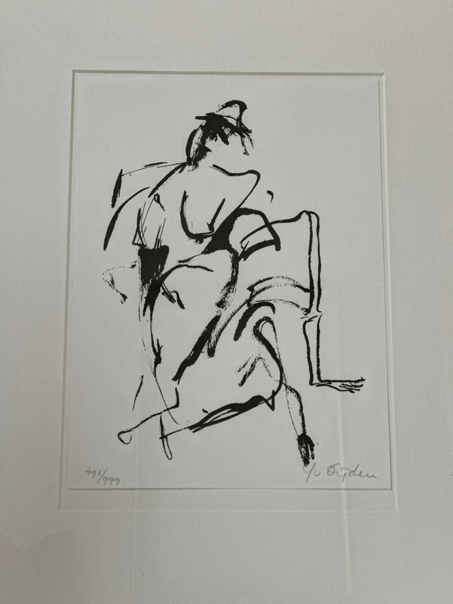 Framed Yvonne van Eyden (Dutch Artist) , Leaning Figure (1987, Signed Limited Edition)