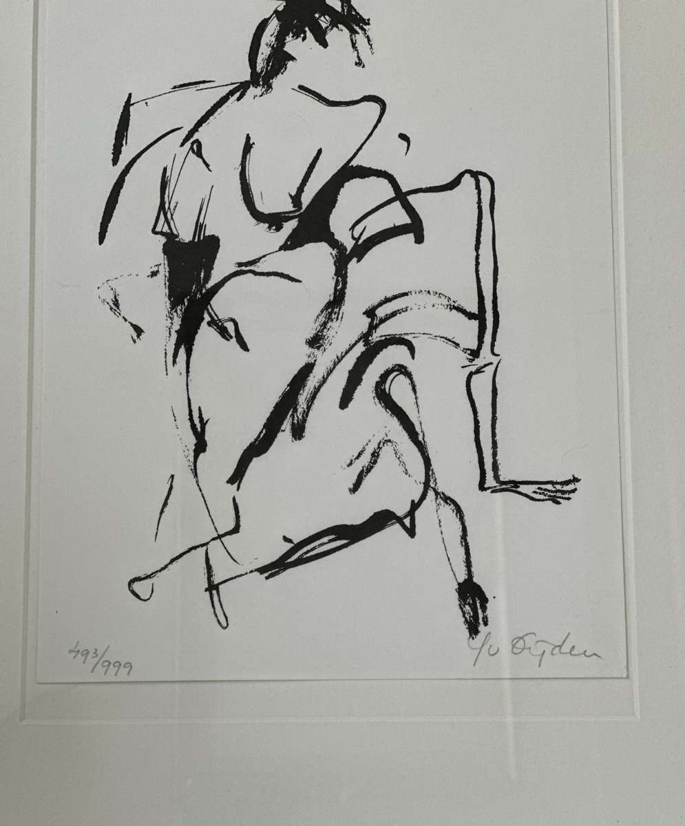 Framed Yvonne van Eyden (Dutch Artist) , Leaning Figure (1987, Signed Limited Edition)