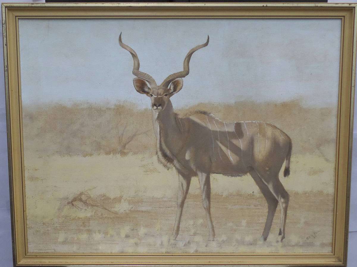 Majestic kudu bull acrylic painting by Peter Bruce