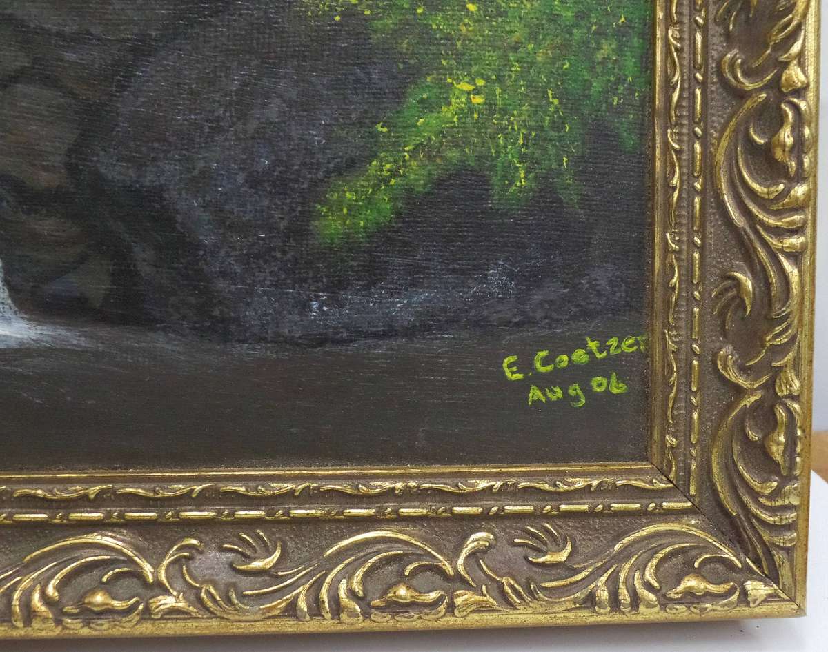 Beautiful Forrest waterfall acrylic painting