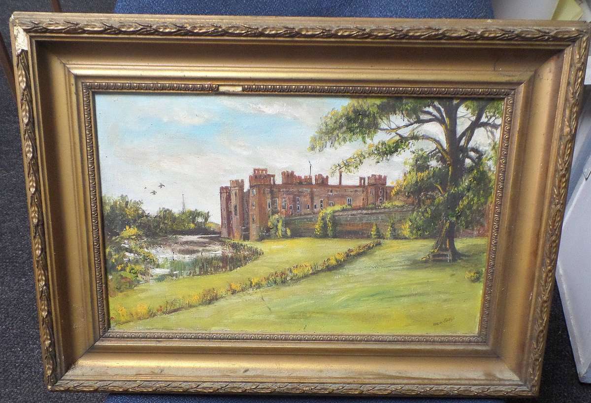 Victorian Castle Oil on Canvas (Winsor & Newton Stamp)