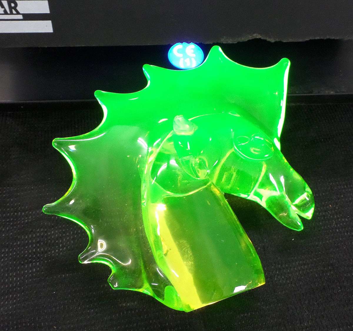 Vintage Yellow Uranium Vaseline Glass Horse Head Figurine  UV Reactive Glow