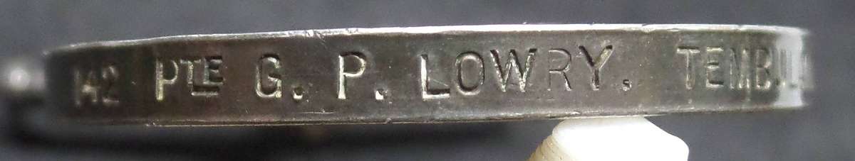 QSA awarded to PTE GP Lowry TEMBULAND M.R.C
