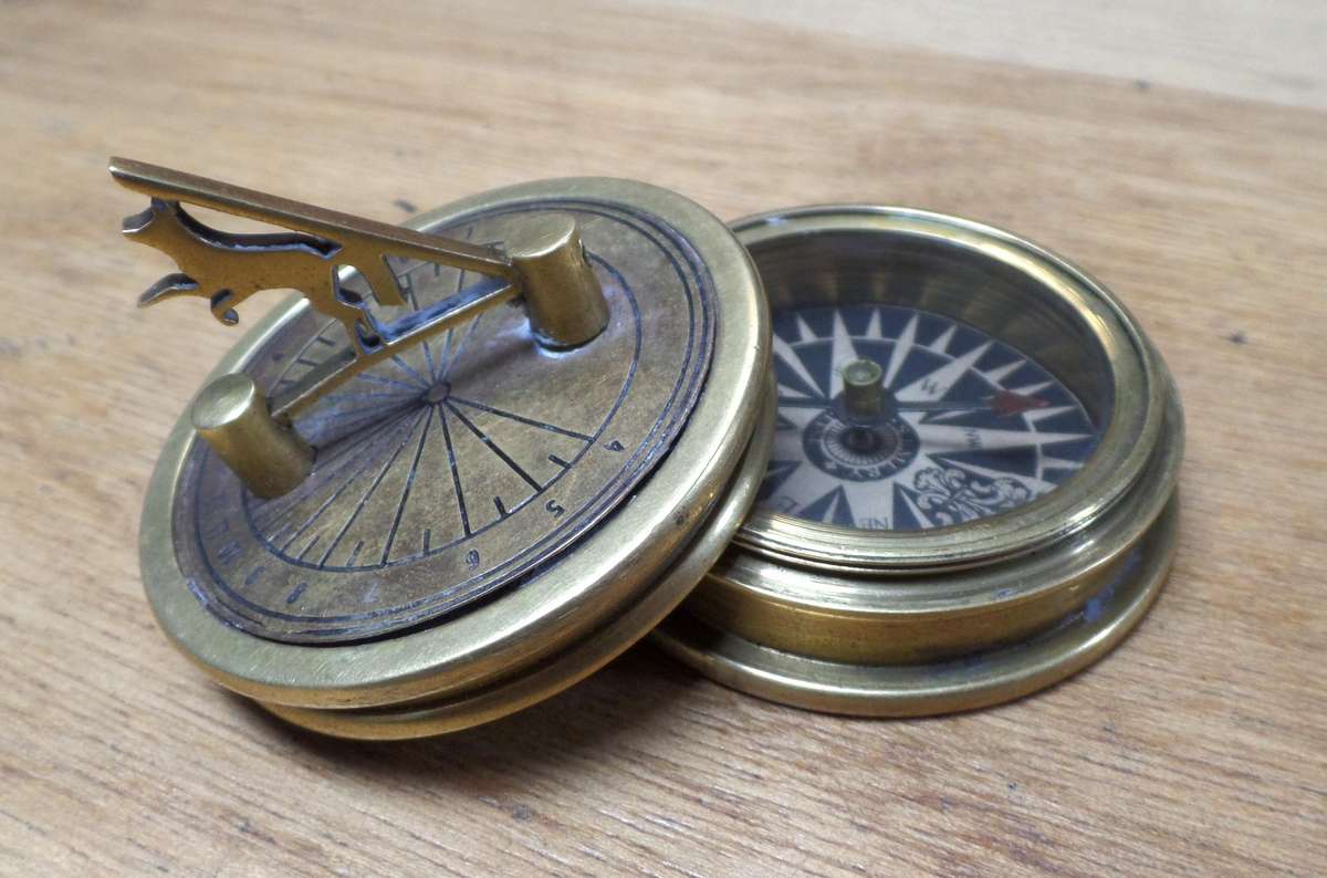 Vintage brass Compass & Sundial by Dalland, London