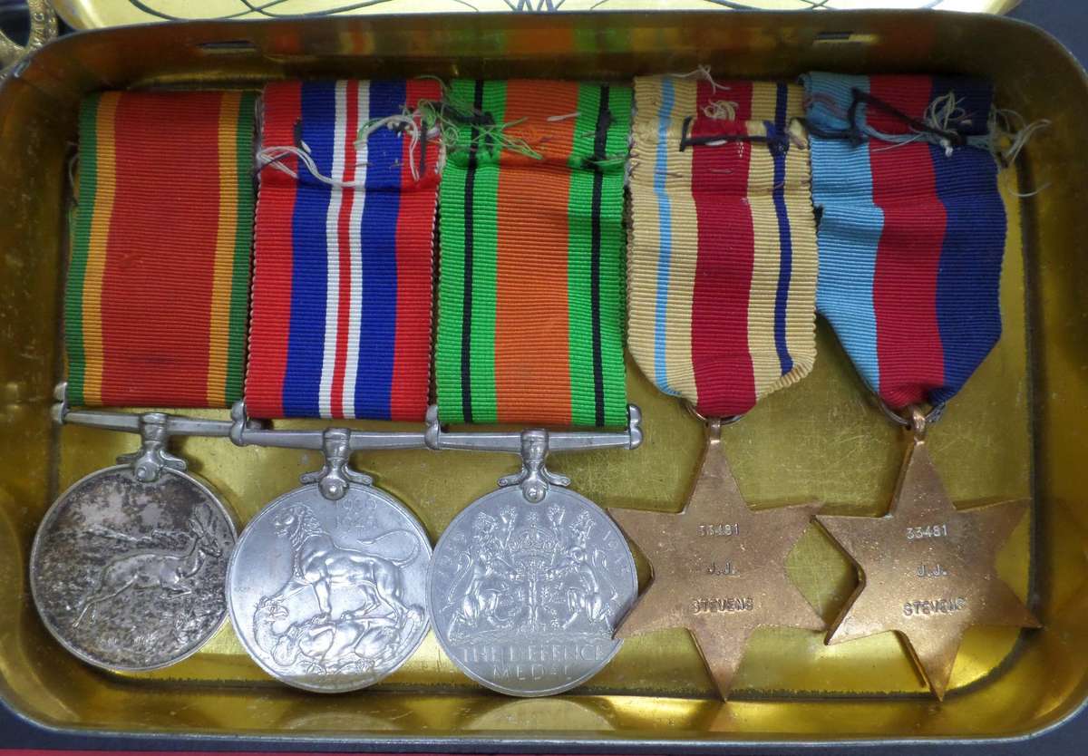 WWII Group of 5 awarded to JJ Stevens 8th Army - in Xmas box