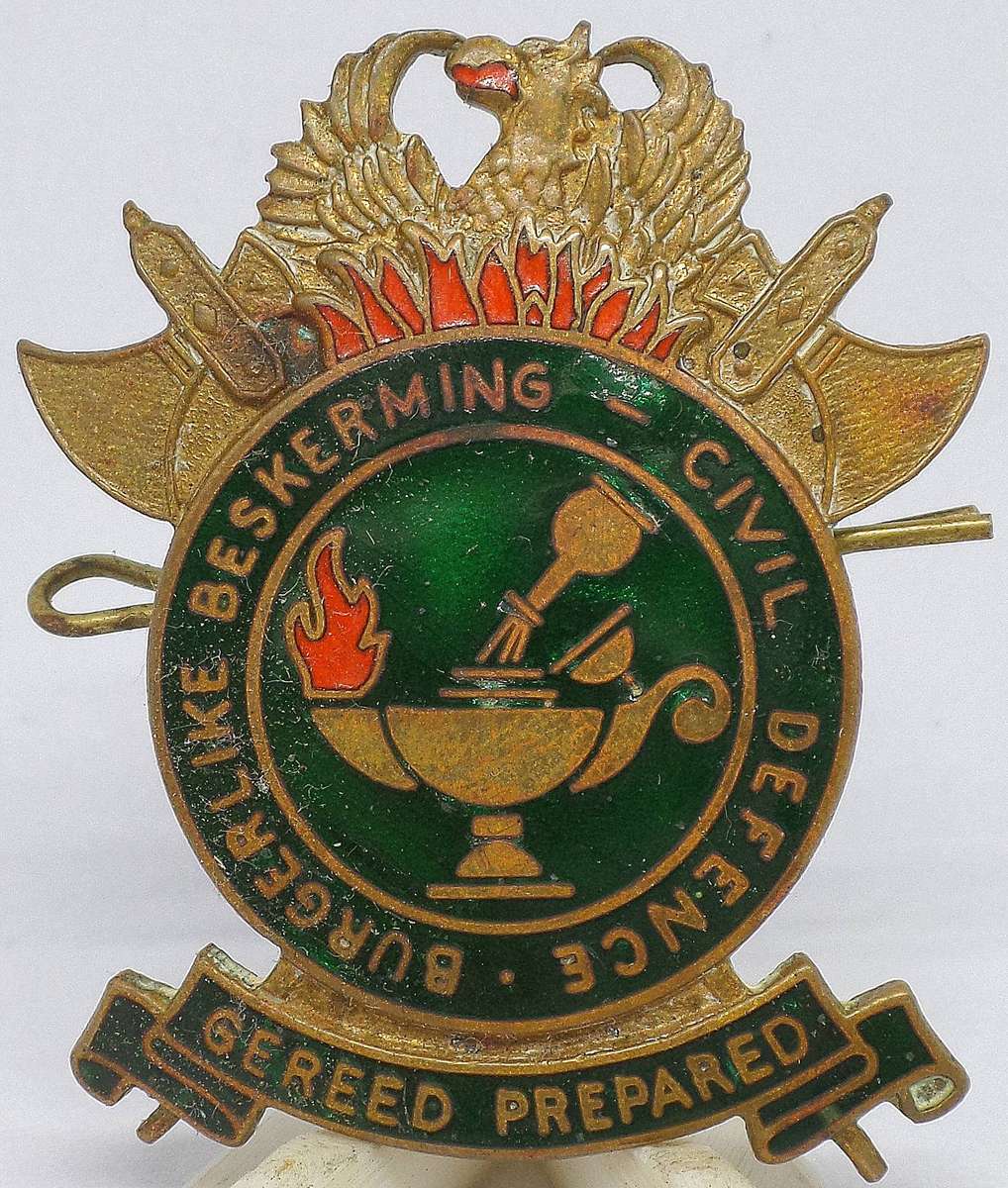 *R1 Start* South African Civil Defence badge 'Prepared' 55mm x 45mm