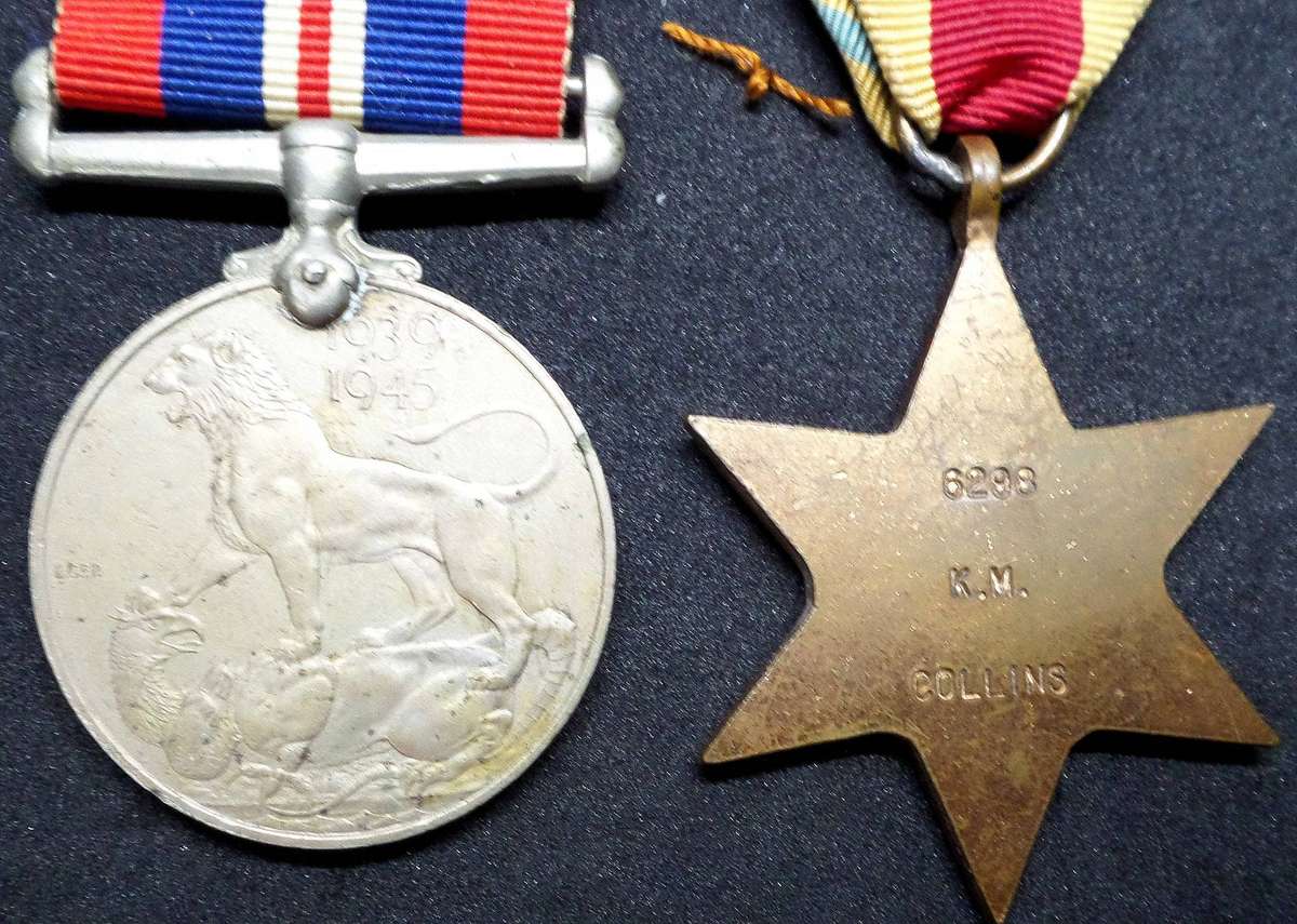 WWII BGSM & Africa Star awarded to KM Collins 6298