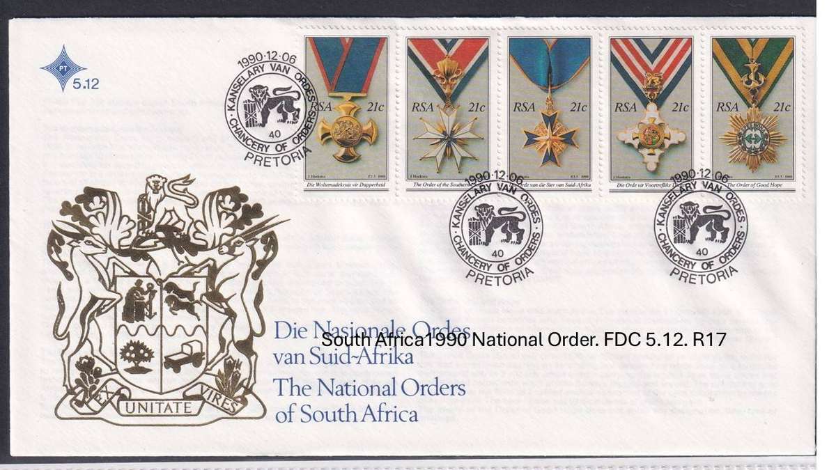 South Africa1990 National Order. FDC 5.12.