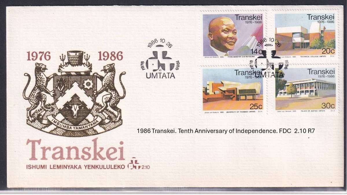 1986 Transkei. Tenth Anniversary of Independence. FDC  2.10 R7