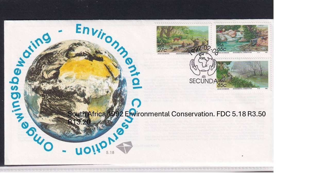 South Africa 1992 Environmental Conservation. FDC 5.18