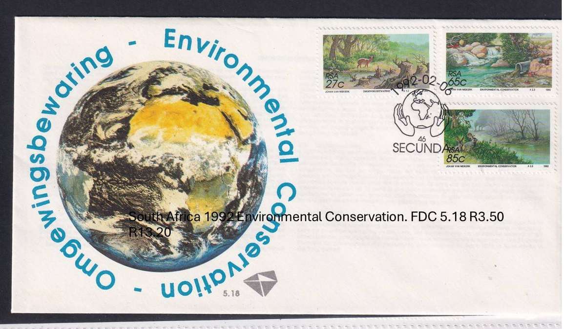 South Africa 1992 Environmental Conservation. FDC 5.18