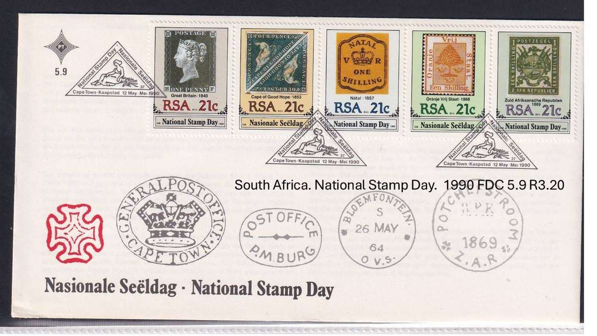 South Africa. National Stamp Day.  1990 FDC 5.9