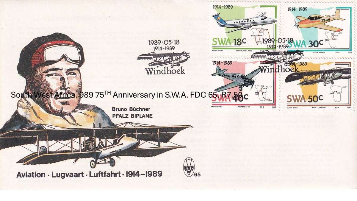 South West Africa. 989 75TH Anniversary in S.W.A. FDC 65. R7.50