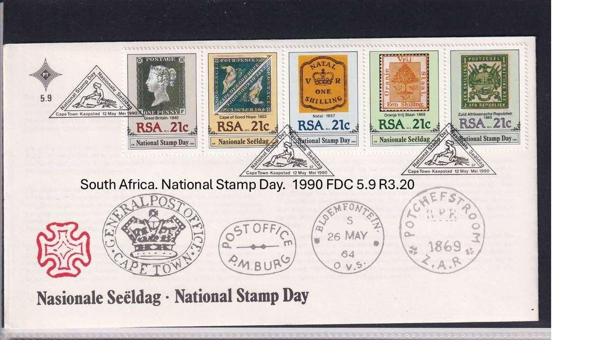 South Africa. National Stamp Day.  1990 FDC 5.9