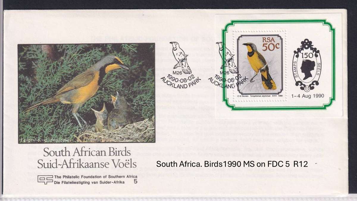 South Africa. Birds1990 MS on FDC 5