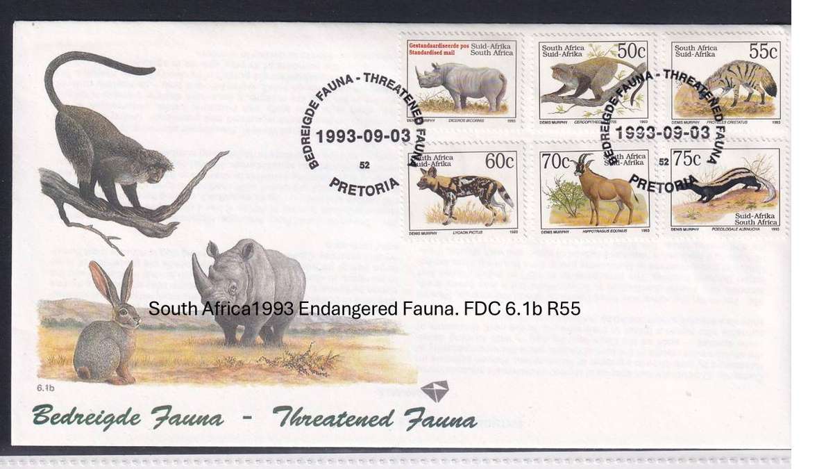 South Africa1993 Endangered Fauna. FDC 6.1b