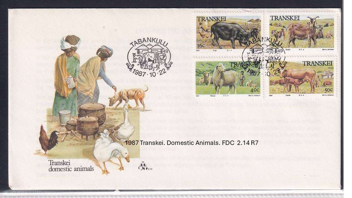 1987 Transkei. Domestic Animals. FDC  2.14 R7
