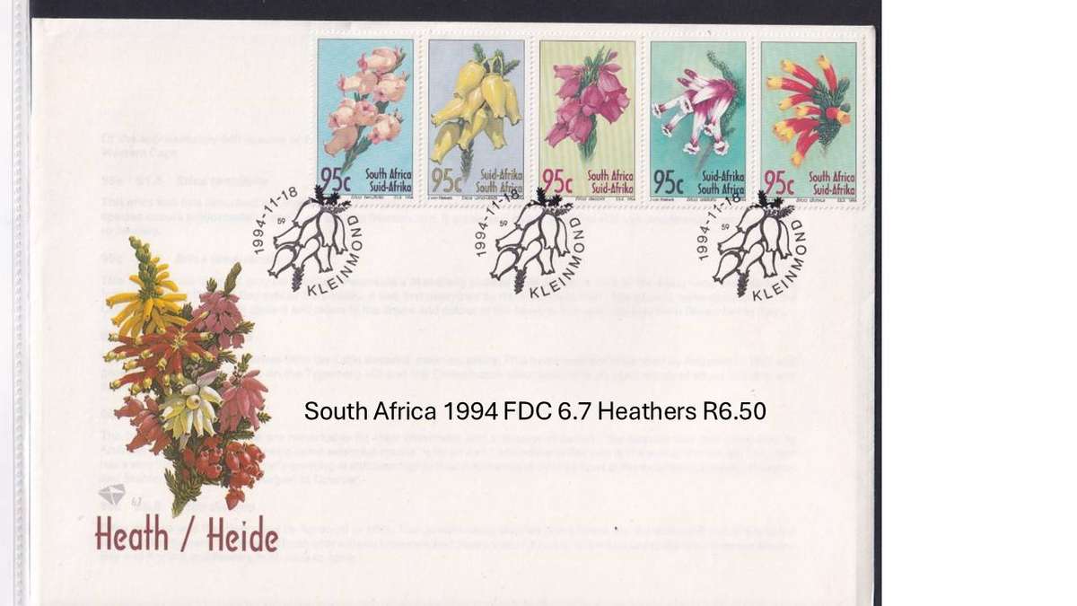 South Africa 1994 FDC 6.7 Heathers