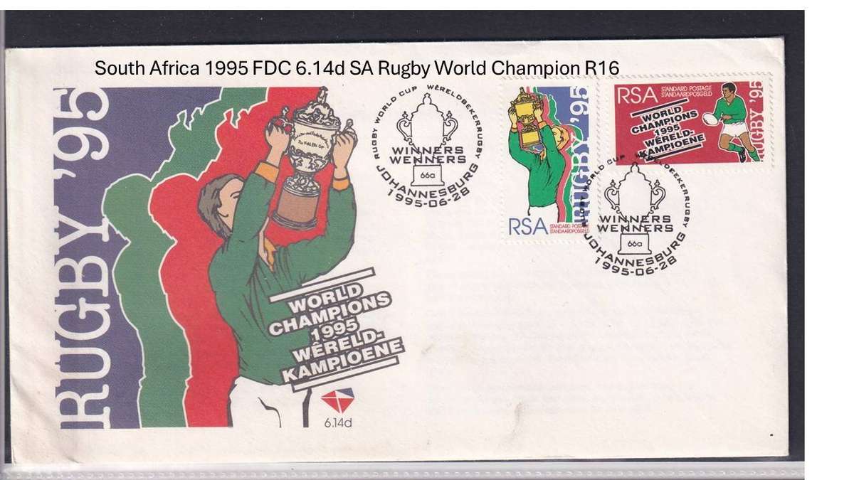 South Africa 1995 FDC 6.14d SA Rugby World Champion