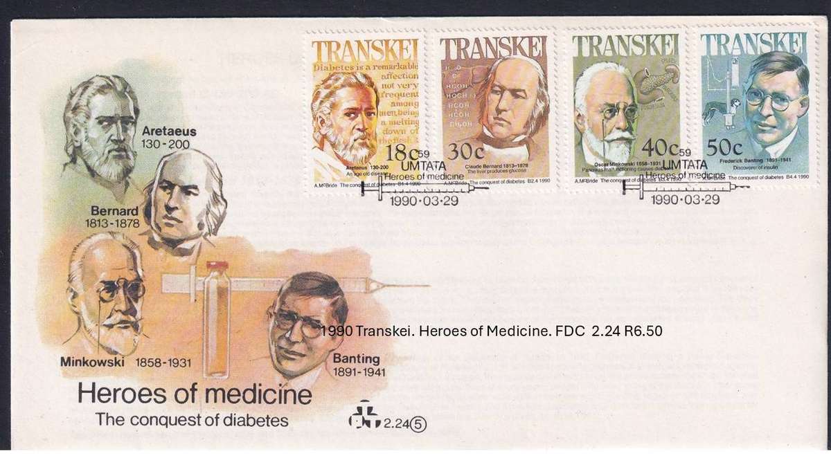 1990 Transkei. Heroes of Medicine. FDC  2.24 R6.50