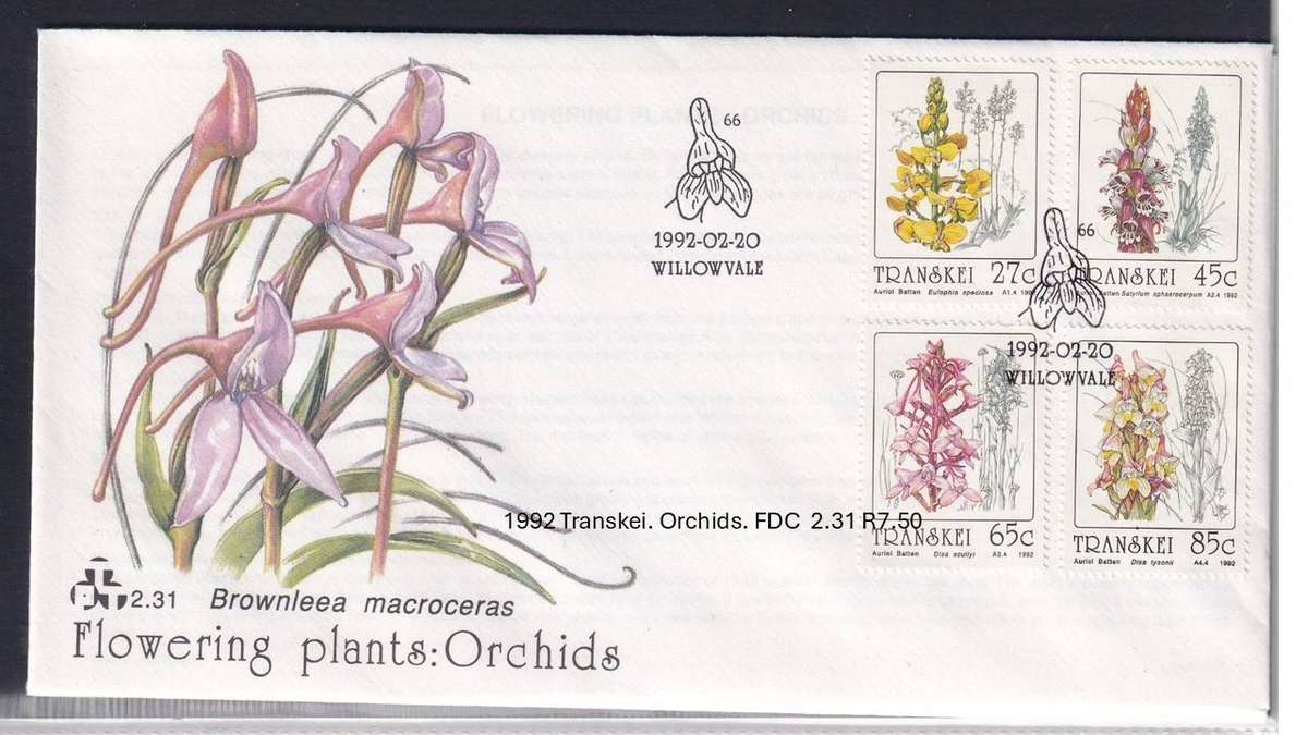 1992 Transkei. Orchids. FDC  2.31 R7.50