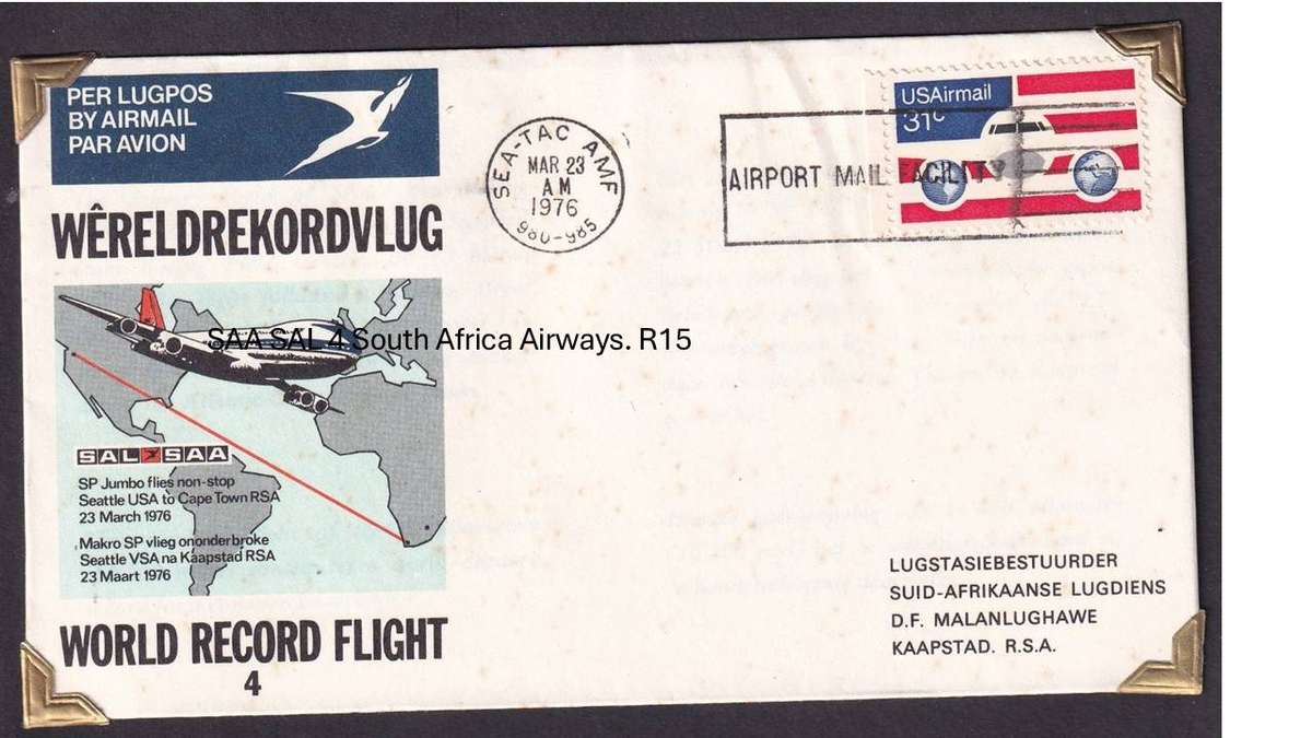 SAA SAL 4 South Africa Airways. R15