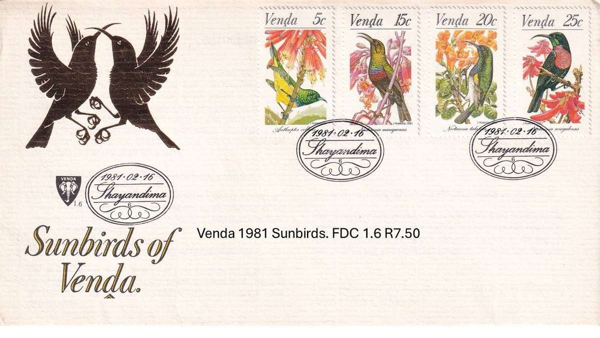 Venda 1981 Sunbirds. FDC 1.6 R7.50